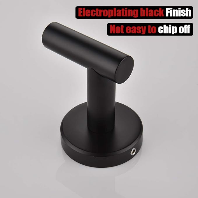 JQK Black Bathroom Towel Hook, Coat Robe Clothes Hook for Bathroom Kitchen Garage Wall Mounted (2 Pack), 304 Stainless Steel Matte Black, TH100-PB-P2-NeatNest