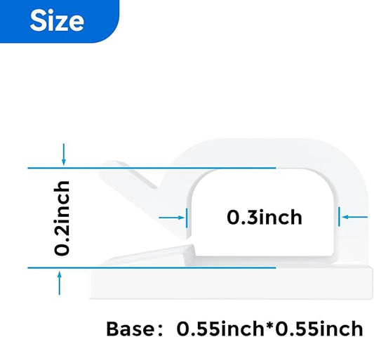 Cable Clips 50pcs with Strong Adhesive Tapes,Wire Holder Organizer Cord Management for Car, Office and Home (White- CC04(50PCS))-NeatNest