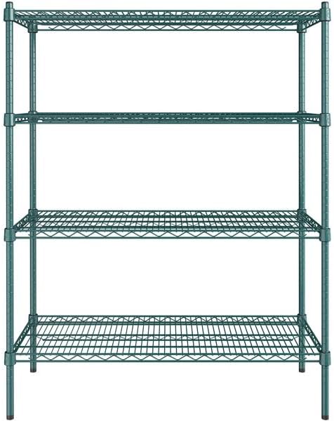 18" x 42" NSF Green Epoxy 4-Shelf Kit with 54" Posts, Heavy Duty Storage Shelving, Wire Shelving Kit, NSF Commercial Storage Rack Unit