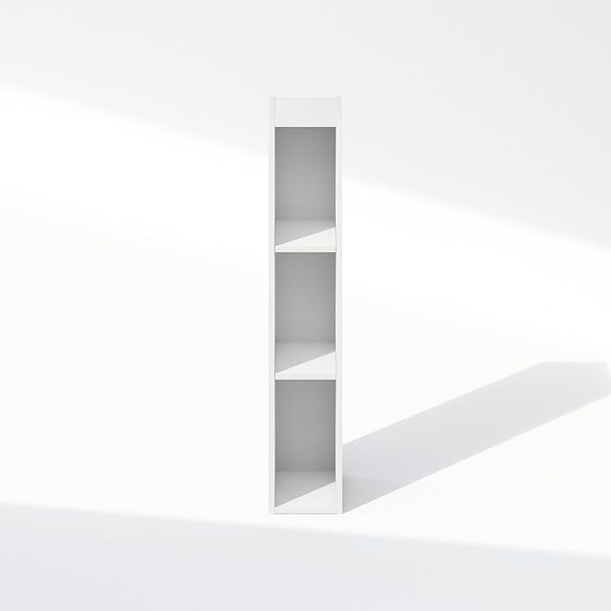 Furinno Reed 3-Tier Multipurpose Closet Storage Organizer Shelf, 6-Inch Width, White-NeatNest
