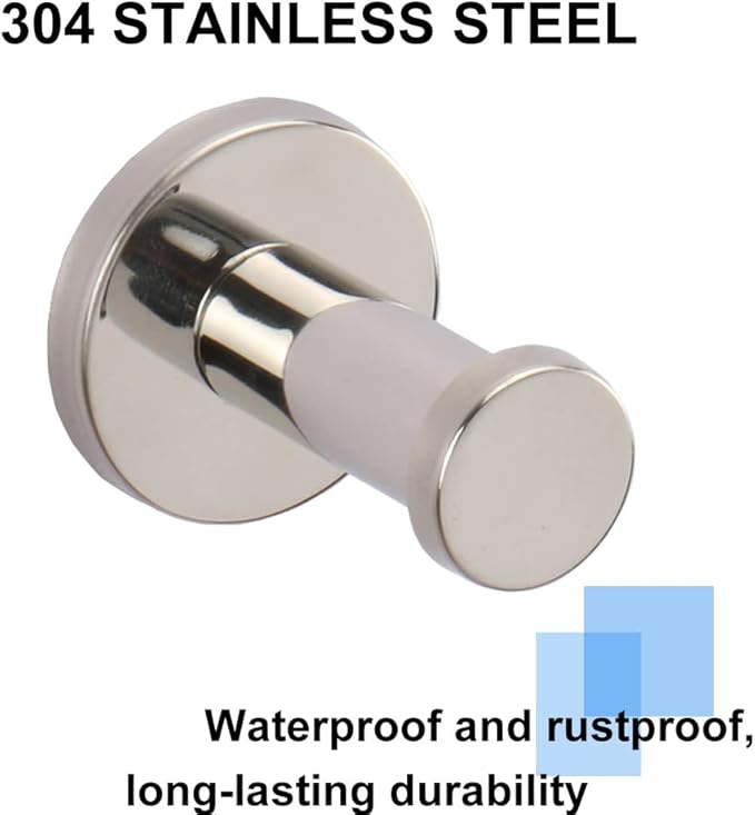 Bathroom Towel Hooks, 6 Pack Round Coat Hooks, Sturdy Wall Mounted Robe Hook, SUS 304 Stainless Steel Heavy Duty Clothes Hanger, Wall Towel Hooks for Bathroom Bedroom Kitchen (Chrome)