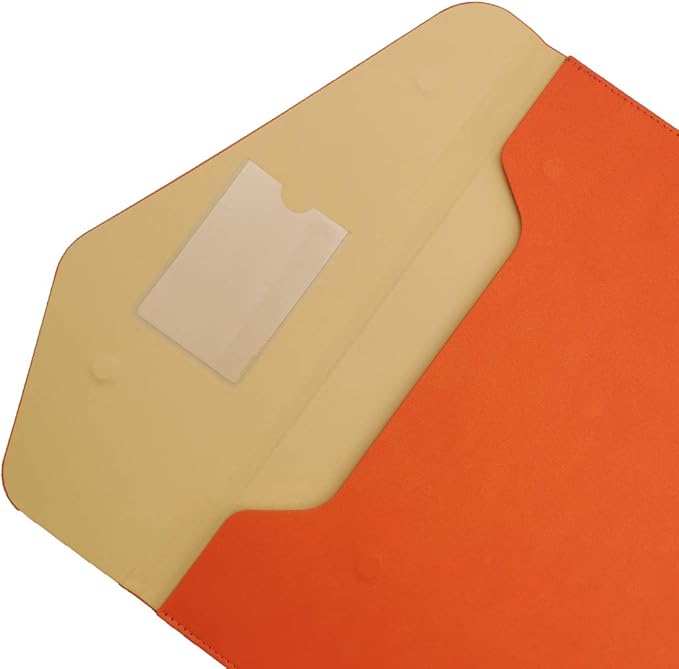 Enyuwlcm PU A4 Leather File Folder Document Holder Folder Stylish Portfolio Envelope Case with Strap and Invisible Magnetic Closure (Orange)