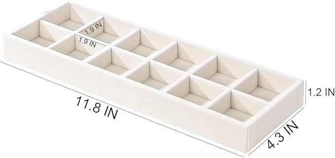2Pcs Desk Drawer Storage Tray, Nightstand Organizer Tray, Necklace Bracelet Ring Earring Jewelry Display Tray, Grid Table Organizer Holder Tray for Sunglass, Phone, Watch, Perfume (12 grid)/Beige-NeatNest