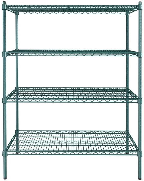 24" x 42" NSF Green Epoxy 4-Shelf Kit with 54" Posts, Heavy Duty Storage Shelving, Wire Shelving Kit, NSF Commercial Storage Rack Unit