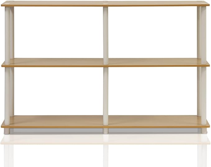Furinno 99130BE/WH 3-Tier Double Size Storage Display Rack, Beech/White