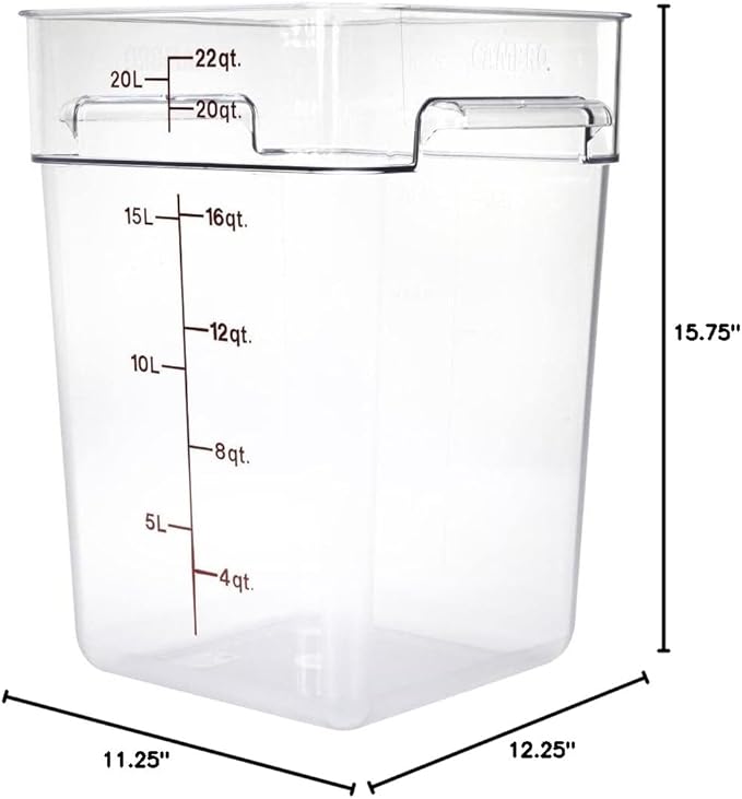 Cambro Food Storage Container - Classic Series Square - 22 QT (Quart) - Commercial Grade for Food Prep (Clear)-NeatNest