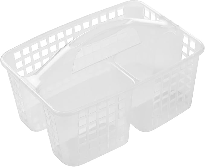 Portable Shower Caddy Basket,Convenient Cleaning Supplies Organizer with Compartments and Handle,Ideal for Bathroom, Bedroom, Kitchen, College Dorm,Garden,etc.12.4" x 7.4" x 5.1"transparent