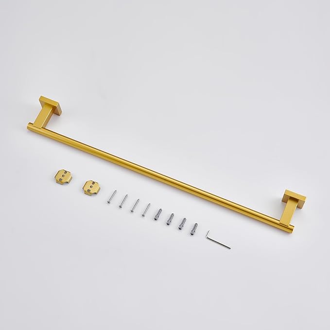 Miyili Bathroom Towel Bar 24-Inch Towel Rack Stainless Steel Bath Towel Hanger Wall Mount Gold Finish, A02G60A