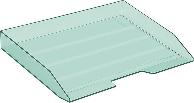 Acrimet Stackable Letter Tray Single Side Load, Plastic, Desktop File Organizer (Clear Green Color) (1 Unit)-NeatNest