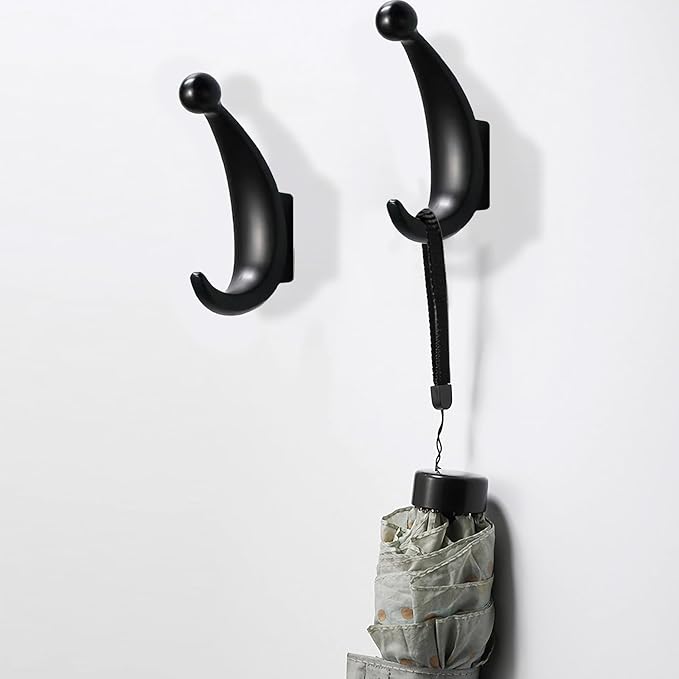 4 Pack Bathroom Towel Hooks, Screw in Metal Robe & Coat Hooks for Wall(Matte Black)