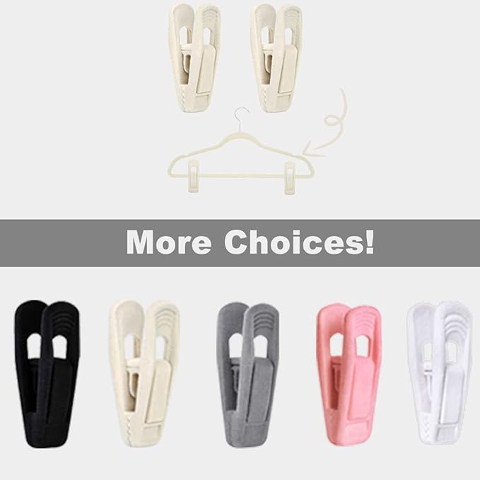 Beige Velvet Hangers Clips (80-Pack), Non-Slip Strong Velvet Clips for Velvet Skirt Hangers, Velvet Pants Hanger Velvet Clips Fit for Thin Velvet Clothes Suit Hangers-NeatNest