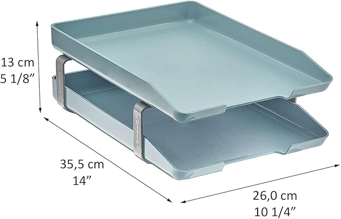 Acrimet Traditional 2 Tier Letter Tray, Front Load Design, A4 Letter Size, Desktop Organizer (Plastic) (Solid Green Color)-NeatNest