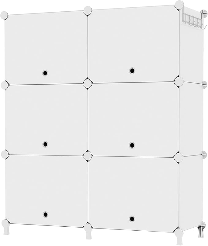 AWTATOS Shoe Rack, 6 Tier Shoe Storage Cabinet with Door, 32 Pair Shoe Organizer Shelves for Closet Hallway Bedroom Entryway, White-NeatNest