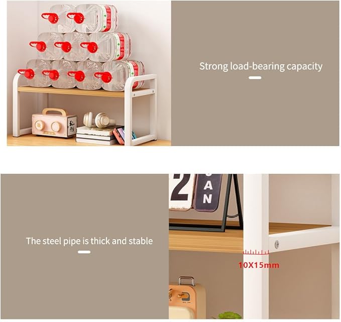 Office Desk Shelf Organizer, Wood Desktop Bookshelf Supplies Storage Rack, Shelf for Top Desk Dresser and Cubicle Decor Bookshelf Monitor Stand Riser (Black Black-single Tier, 15.75 Lx7.87 Wx8.46 H)-NeatNest