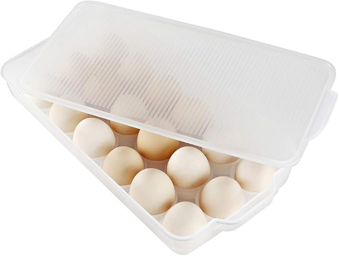 Covered Egg Holder,Egg Storage for Refrigerator,Fits 18 Eggs,Pack of 2-NeatNest