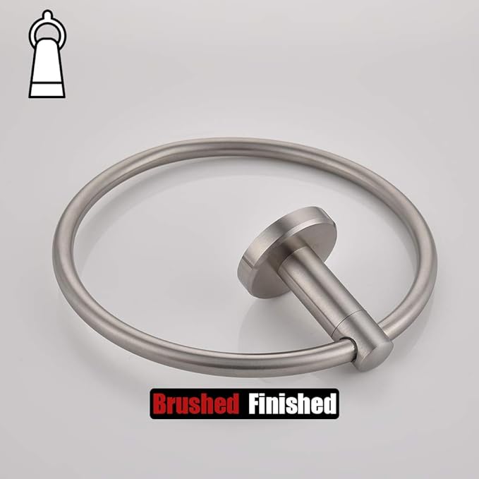 JQK Towel Ring, 304 Stainless Steel Hand Towel Holder for Bathroom, Brushed Finished Wall Mount, TR130-BN