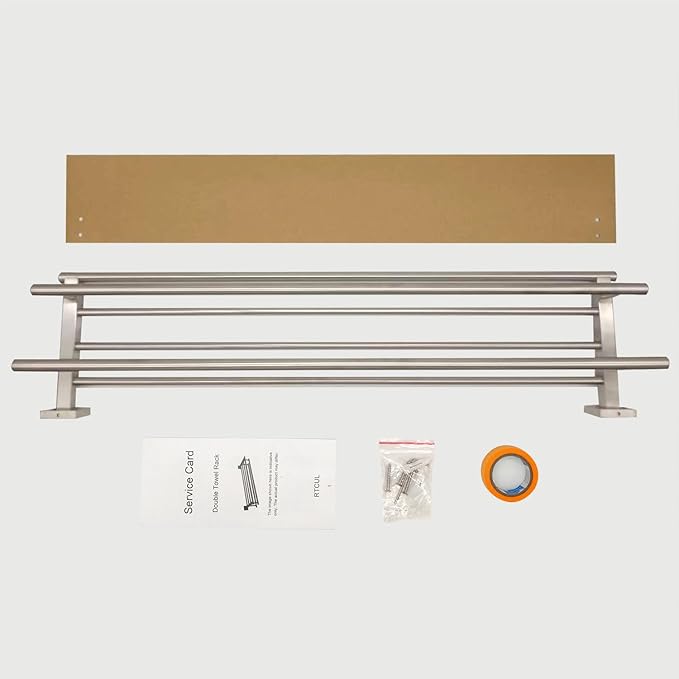 Bathroom Towel Rack with Double Towel Bar Bathroom Hotel Shower Shelf SUS304 Stainless Steel Modern Wall Mounted Holder 28 Inch Brushed Nickel