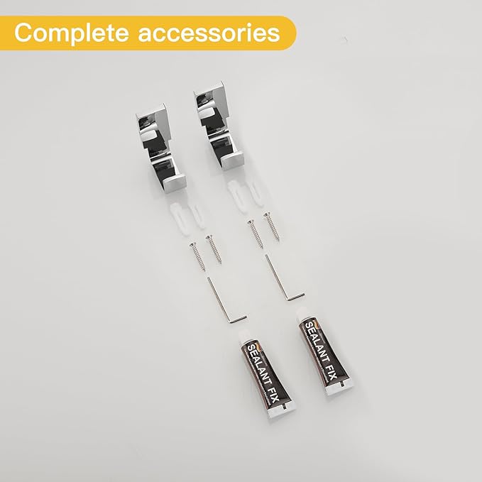 BESy Brass Clothes Hook Single Towel Hook for Bathroom Kitchen Garage Square Style Robe Hooks Coat and Hat Hook, Self Adhesive with Glue or Wall Mounted with Screws, Two Packs, Polished Chrome-NeatNest