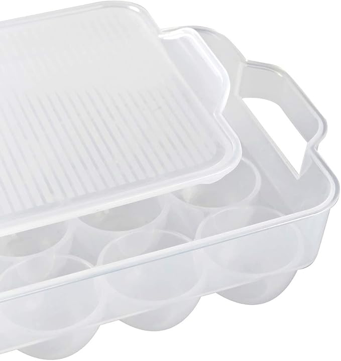 Covered Egg Holder,Egg Storage for Refrigerator,Fits 18 Eggs,Pack of 2-NeatNest