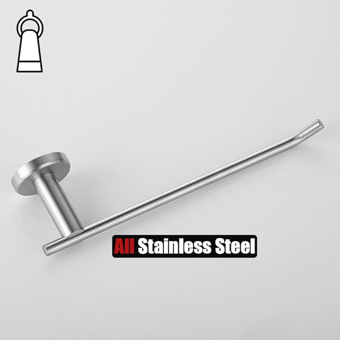 JQK Hand Towel Bar, Stainless Steel Towel Ring for Bathroom, 9 Inch Necklace Holder Brushed Finish Wall Mount, TR100-BN