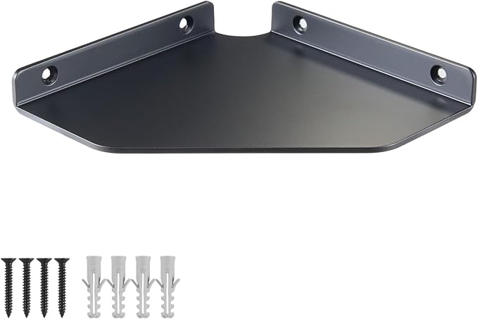6 Inch Corner Shelf Wall Mounted, Black Corner Floating Shelf for Bathroom, Kitchen, Living Room – Aluminum Alloy Organizer for TV Accessories, Speakers, Cable Box, Game Console-NeatNest