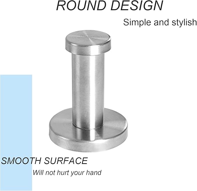 Bathroom Towel Hooks, 6 Pack Round Coat Hooks, Sturdy Wall Mounted Robe Hook, SUS 304 Stainless Steel Heavy Duty Clothes Hanger, Wall Towel Hooks for Bathroom Bedroom Kitchen (Brushed)