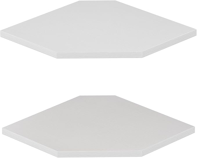 JJL Corner Shelf, 12 Inch Corner Shelf Wall Mounted with Wire Hole, 2 Tier 13.3 Inch Deep Wooden Corner Hanging Shelves for Wall Storage, for Speaker, Cable Box, White-NeatNest