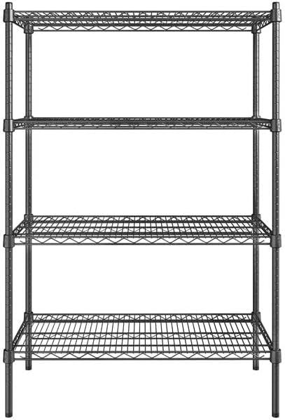 18" x 36" NSF Black Epoxy 4-Shelf Kit with 54" Posts, Heavy Duty Storage Shelving, Wire Shelving Kit, NSF Commercial Storage Rack Unit
