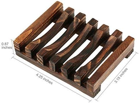 Anwenk Soap Dish Wooden Soap Saver Holder Soap Tray for Bathroom Shower Rectangular Sink Drainer Hand Craft for Soap,Sponges and More (2 Pack)-NeatNest