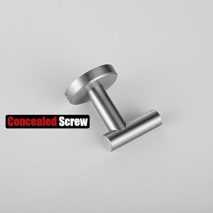 JQK Bathroom Towel Hook Brushed, Coat Robe Clothes Bath Wall Hooks for Kitchen Garage SUS 304 Stainless Steel Thick 0.8mm, 2 Pack Brushed Steel, TH100-BN-P2-NeatNest