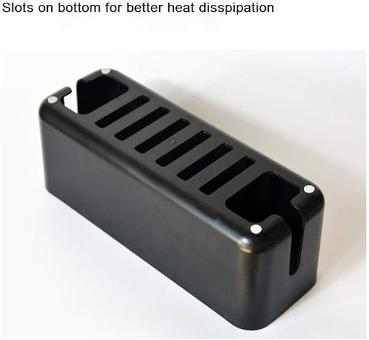 Cable Management Box| Power Stripe Organizer|Cord Organizer Box| Hide and Conceal Power Strips and Electrical Cords from TVs, Computers, and Desks| Keep Pets Safe (Black Large)-NeatNest