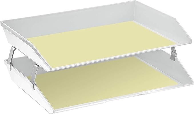 Acrimet Facility 2 Tier Letter Tray, Side Load, Letter Size/A4, Desktop File Organizer, Plastic (White Color)-NeatNest