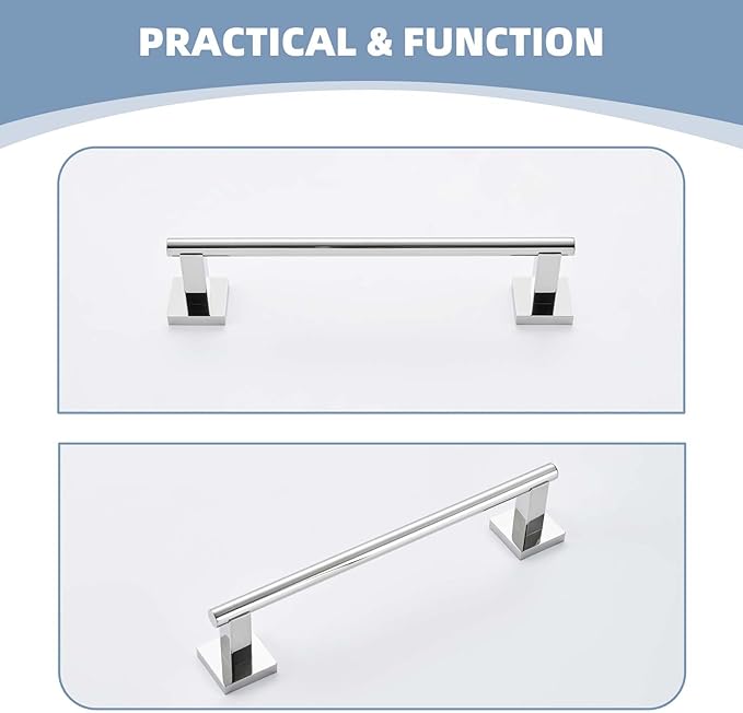Hand Towel Bar 14", Suyar SUS304 Stainless Steel Shower Towel Holder, Bathroom Kitchen Closet Cabinet Washcloth Rack Wall Mounted, Polished Chrome