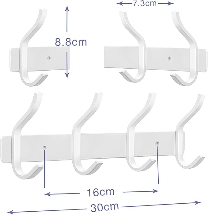 AZW Coat Rack Wall Mount,Heavy Duty Stainless Steel Metal Coat Hooks Hanging for Robes Bags Keys Hat Clothes and Bathroom Door Towels Hanger(White 4 Hooks)-NeatNest