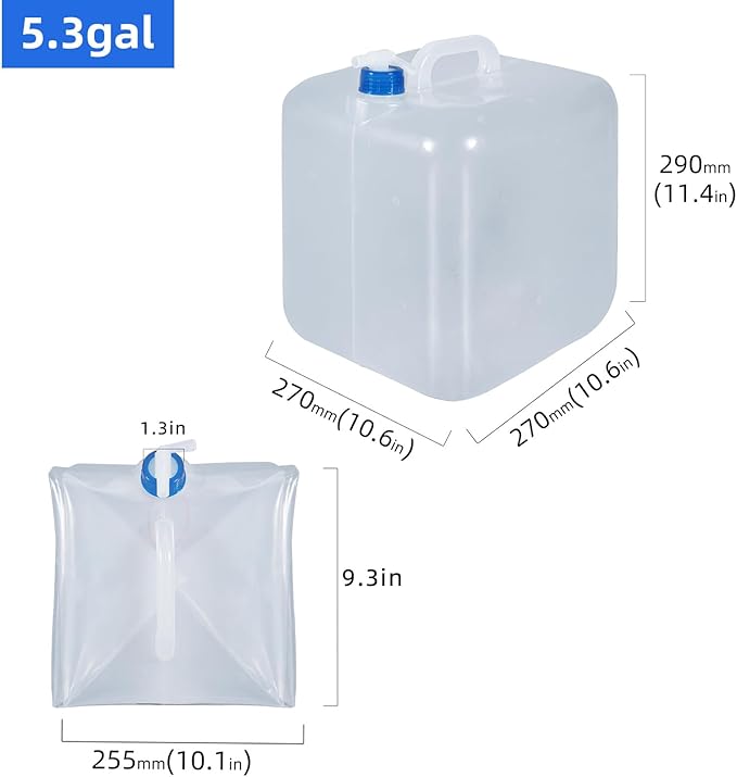 2 Pack Collapsible Water Container with Spigot, Foldable Cube Water Jugs Portable Water Storage for Outdoors Camping Hiking Disaster Preparedness & Survival Gear 1.4/2.6/4/5.3 Gallon-NeatNest