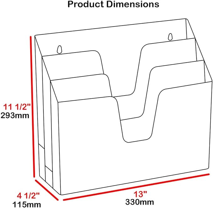 Acrimet Horizontal Triple File Folder Holder Organizer, Includes 9 Manila Folders Letter Size, Desktop File Storage for Home & Office, 3 Slot Desk Organizer for Paper, Mail, Documents (White Color)