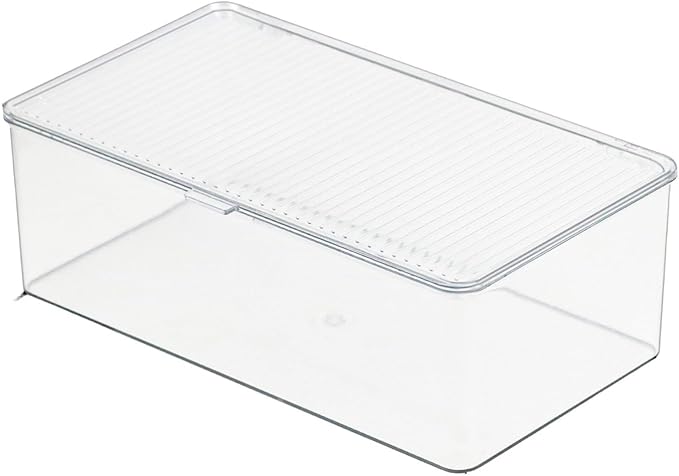 Clear Plastic Storage Bin with Lid, Makeuo Holder, Fridge Organizer, Refrigerator Organizers and Storage, Small Container for Pantry, Office, Dresser, Bathroom, Kitchen, Snack