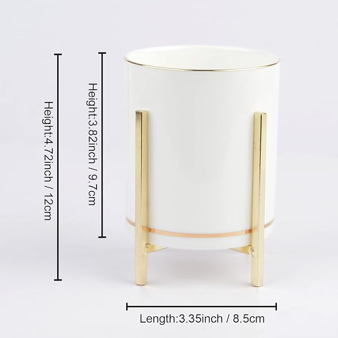 Fork and Spoon Holder Cute, Gold Spoon Stand, Countertop Silverware Holder, Small Utensil Holder for Kitchen Countertop, Ceramic Cup with Gold Trim, Kitchen Decor, 1 Pc-NeatNest
