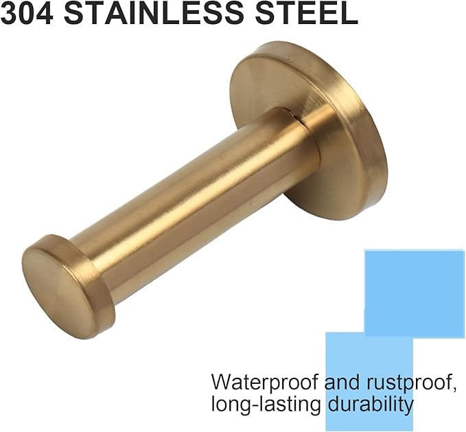 Bath Towel Hooks, 4 Pack Round Coat Hooks, Sturdy Wall Mounted Robe Hook, SUS 304 Stainless Steel Heavy Duty Clothes Hanger, Wall Towel Hooks for Bathroom Bedroom Kitchen (3 in, Gold)