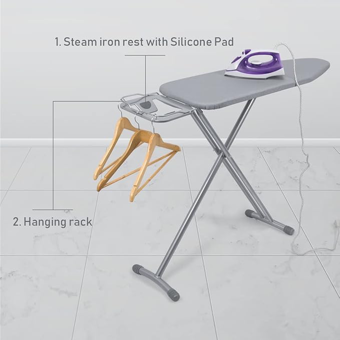 Duwee 12"x36" Ironing Board with Heat Resistant Cover and Thicken Felt Pad, Heavy Sturdy Legs