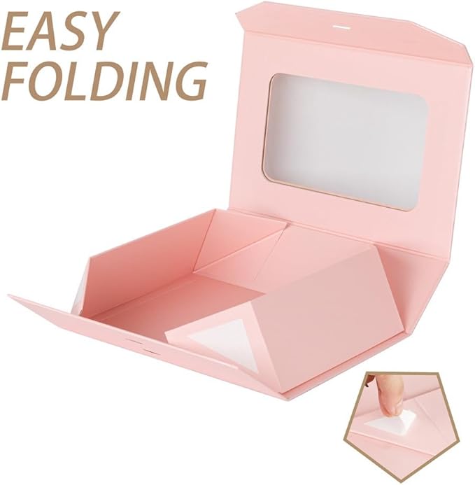 3 Pcs Pink Extra Large Gift Box for Presents with Ribbon 16.5x13x5.3 Inches Clear Gift Box with Window Magnetic Closure Gift Boxes with Lids-NeatNest