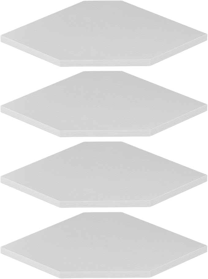 JJL Corner Shelf, 12 Inch Corner Shelf Wall Mounted with Wire Hole, 4 Tier 13.3 Inch Deep Wooden Corner Hanging Shelves for Wall Storage, for Speaker, Cable Box, White-NeatNest