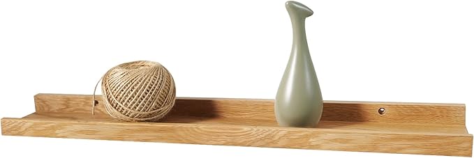 24 Inch Floating Shelves Wall Mounted, Rustic Wall Shelves for Decor and Storage, Natural Solid Oak Wood Shelf, Picture Ledge for Bedroom/Bathroom/Living Room/Kitchen, Natural Color, 24*4*1.5 (1 Pack)-NeatNest