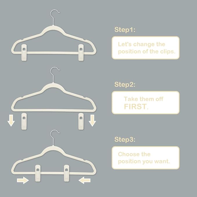 Velvet Hanger Clips - 40 PCS Beige Non-Slip Velvet Clips for Pants, Suits & Skirts-NeatNest