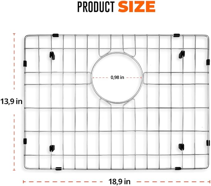 Durable and Versatile Kitchen Sink Grid 19"x14" - Kitchen Sink Grid for Bottom of Sink to Save Space, in Sink Dish Drying Rack