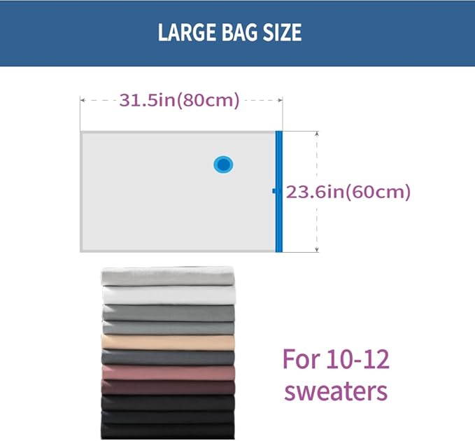 7 Pack Large Space Saver Vacuum Storage Bags for Clothing Travel, Vacuum Seal Compression Bags for Clothes, Packing, Luggage, Blankets, Comforters and Pillows, Hand Pump Included-NeatNest