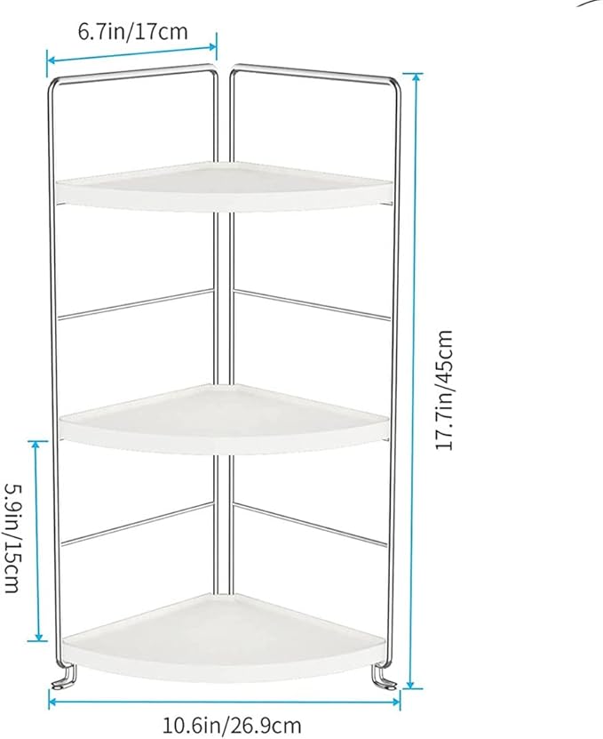 3-Tier Bathroom Countertop Organizer - Vanity Tray Cosmetic & Makeup Storage- Kitchen Spice Rack Standing Shelf - Corner Storage Shelf, Silver-NeatNest