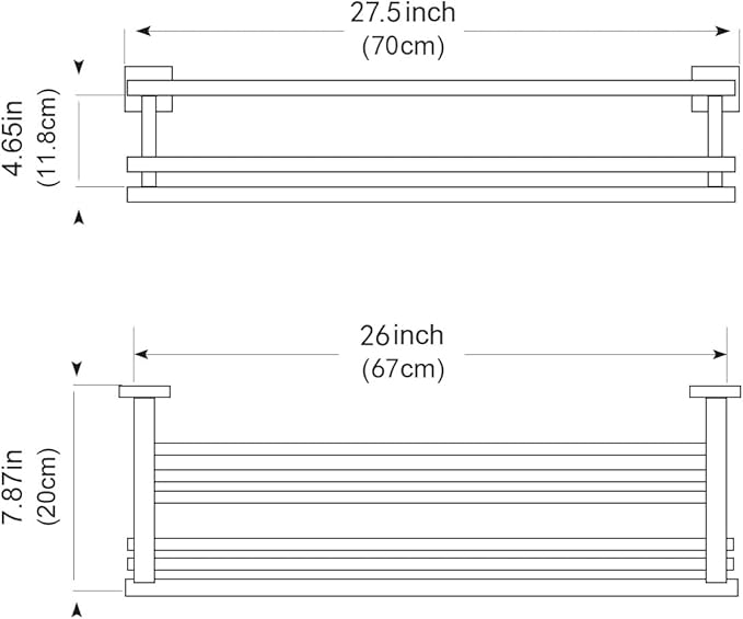 Bathroom Towel Rack with Double Towel Bar Bathroom Hotel Shower Shelf SUS304 Stainless Steel Modern Wall Mounted Holder 28 Inch Brushed Nickel