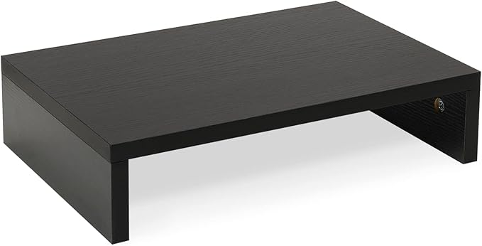 TEAMIX 14.2 inch Monitor Stand Riser, Wood Monitor Riser with Storage for Desk Small Monitor Stand TV/Screen/PC/Laptop Riser Computer Stand Desktop Shelf (Black-14.2 inch)-NeatNest
