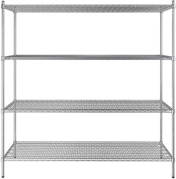 24" x 72" NSF Stainless Steel 4-Shelf Kit with 74" Posts, Heavy Duty Storage Shelving, Wire Shelving Kit, NSF Commercial Storage Rack Unit